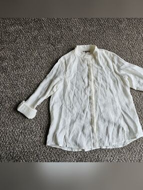 Flax Cream Linen Button-Front Shirt